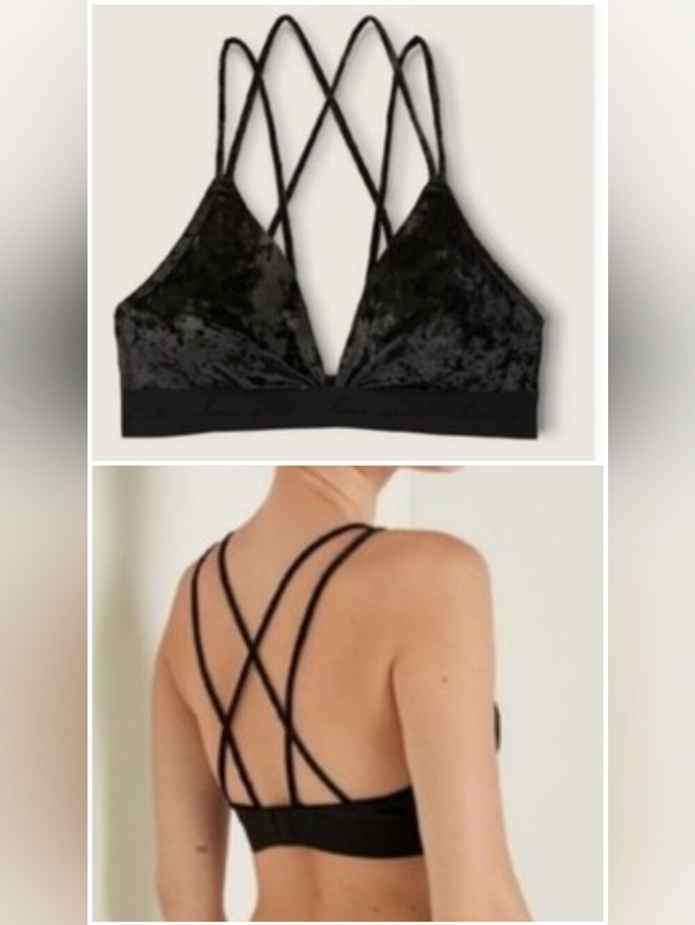 Victoria's secret pink very sexy crushed velvet triangle bralette BLACK XLARGE